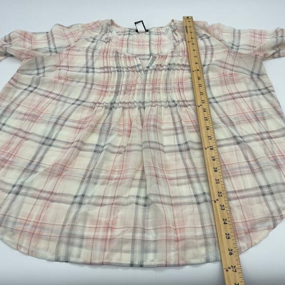 TORRID Shirt Plaid Semi Sheer Chiffon Layering Pastel Blouse Women Sz 0X US L - Picture 6 of 7